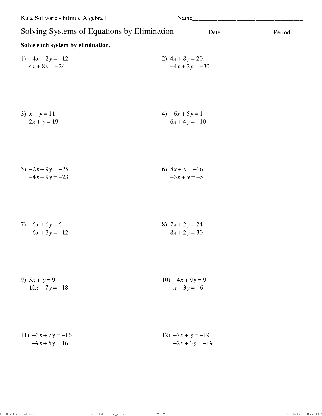 graphing system of equations word problems worksheet